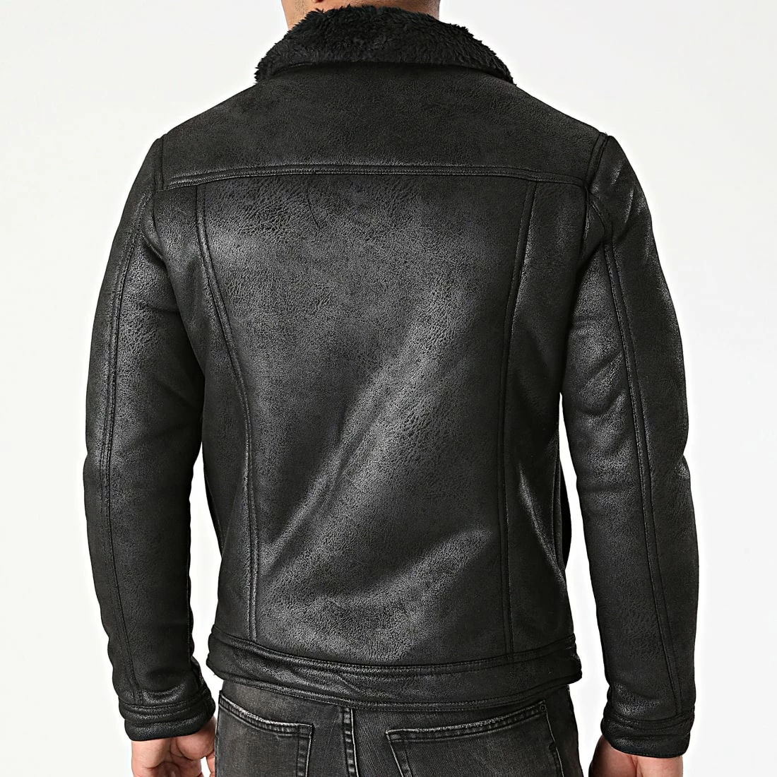 Remise ✨ Veste Zippée Slim Fit Col Fourrure 214 Noir de MTX 🌟 – Image 4