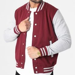 Nouveau ⭐ Veste Teddy 497 Bordeaux Gris Chiné de MTX 🎉