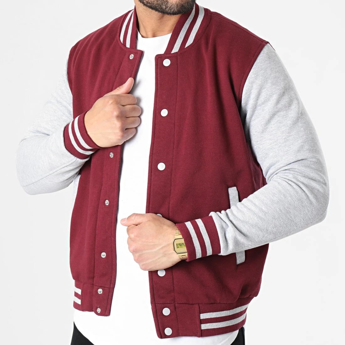 Nouveau ⭐ Veste Teddy 497 Bordeaux Gris Chiné de MTX 🎉