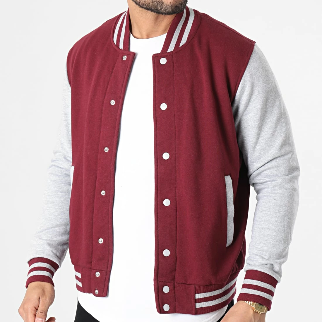 Nouveau ⭐ Veste Teddy 497 Bordeaux Gris Chiné de MTX 🎉 – Image 3