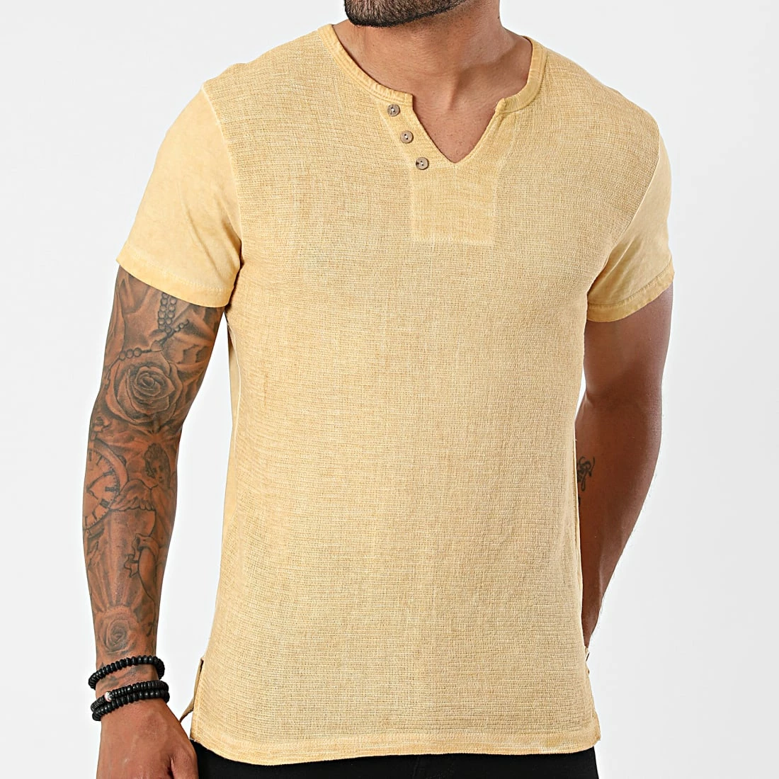 Vente flash 🥰 Tee 👕 Shirt TM0408 Jaune Chiné de MTX 👏 – Image 3