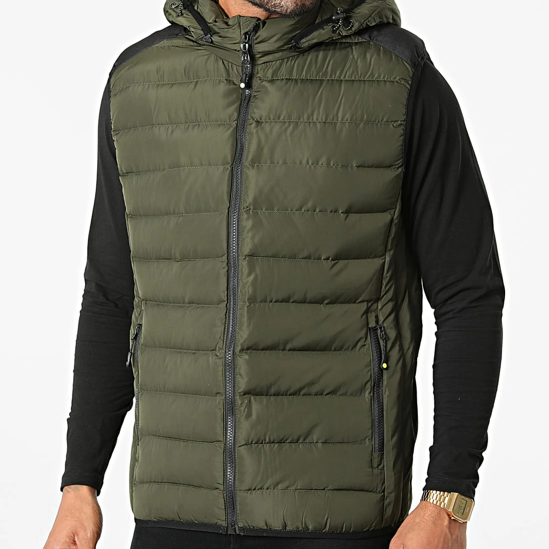 De gros 🌟 Doudoune Capuche Sans Manches 1206 Vert Kaki de MTX 🔔