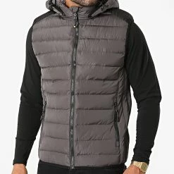 Nouveau ✨ Doudoune Capuche Sans Manches 1206 Gris Anthracite de MTX ⭐