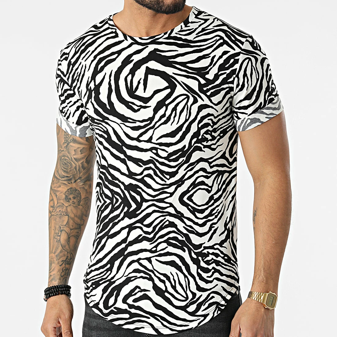 Tout neuf 😀 Tee 👚 Shirt Oversize C5811 Blanc Noir de MTX 😉