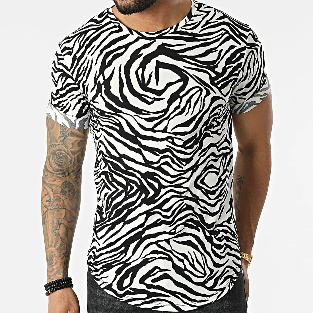 Tout neuf 😀 Tee 👚 Shirt Oversize C5811 Blanc Noir de MTX 😉 – Image 3