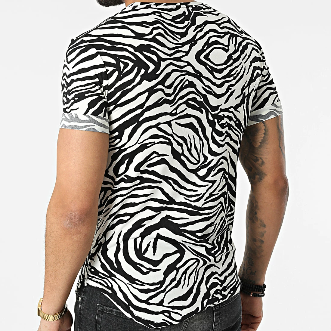 Tout neuf 😀 Tee 👚 Shirt Oversize C5811 Blanc Noir de MTX 😉 – Image 4