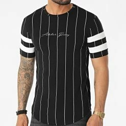 Sortie 🎉 Tee 👕 Shirt Oversize A Rayures C5678 Noir de MTX 😍