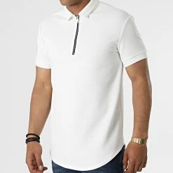 Remise 🔔 Polo Manches Courtes Col Zippé 15938 Blanc de MTX ✔️