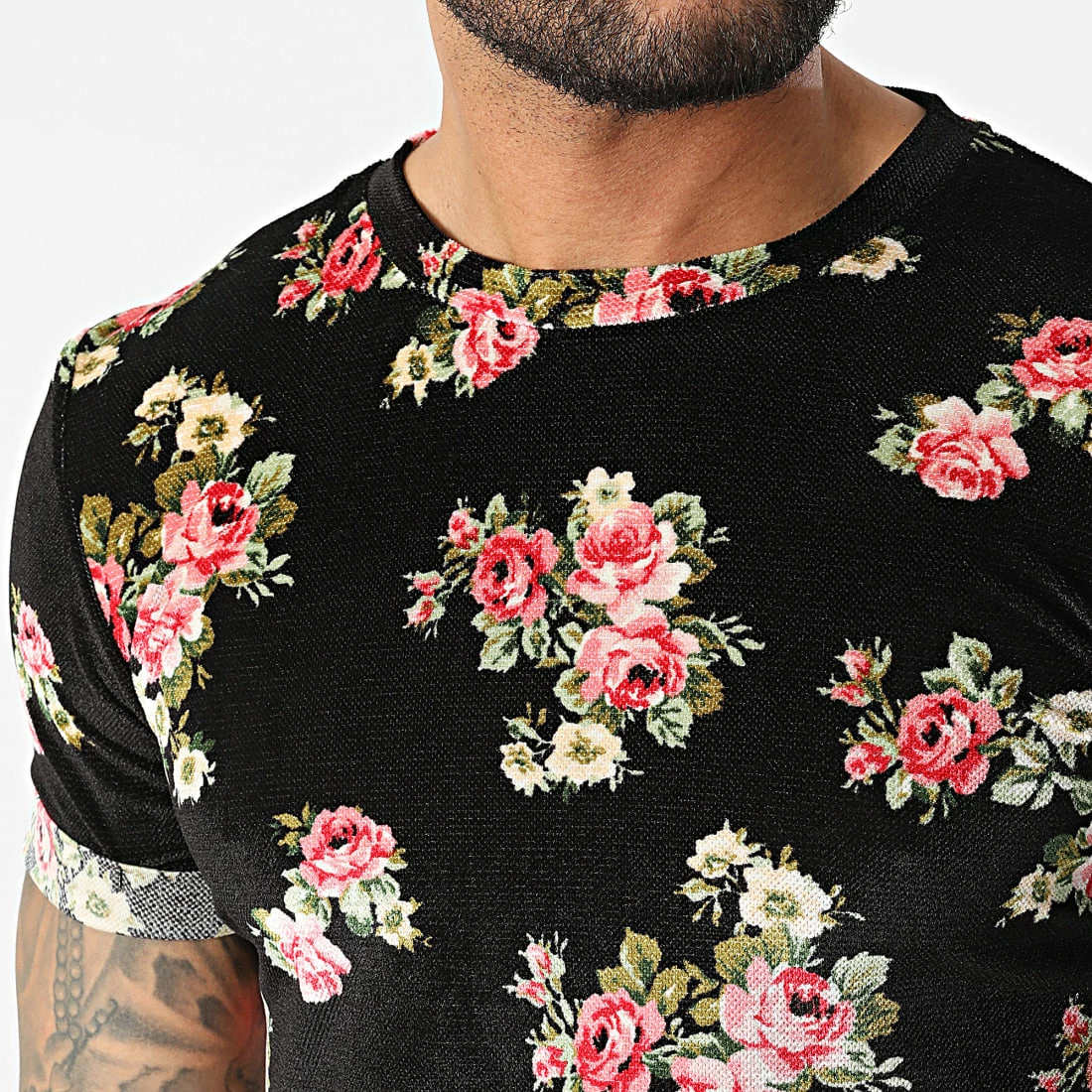 Le moins cher 🧨 Tee 👚 Shirt Oversize U1147 Noir Floral de MTX ✔️ – Image 2