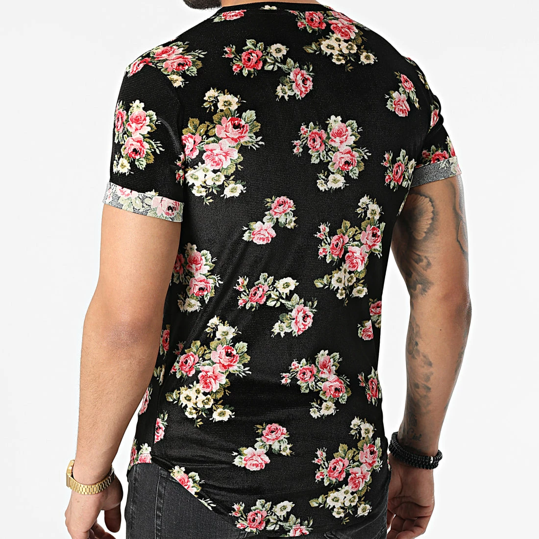 Le moins cher 🧨 Tee 👚 Shirt Oversize U1147 Noir Floral de MTX ✔️ – Image 4