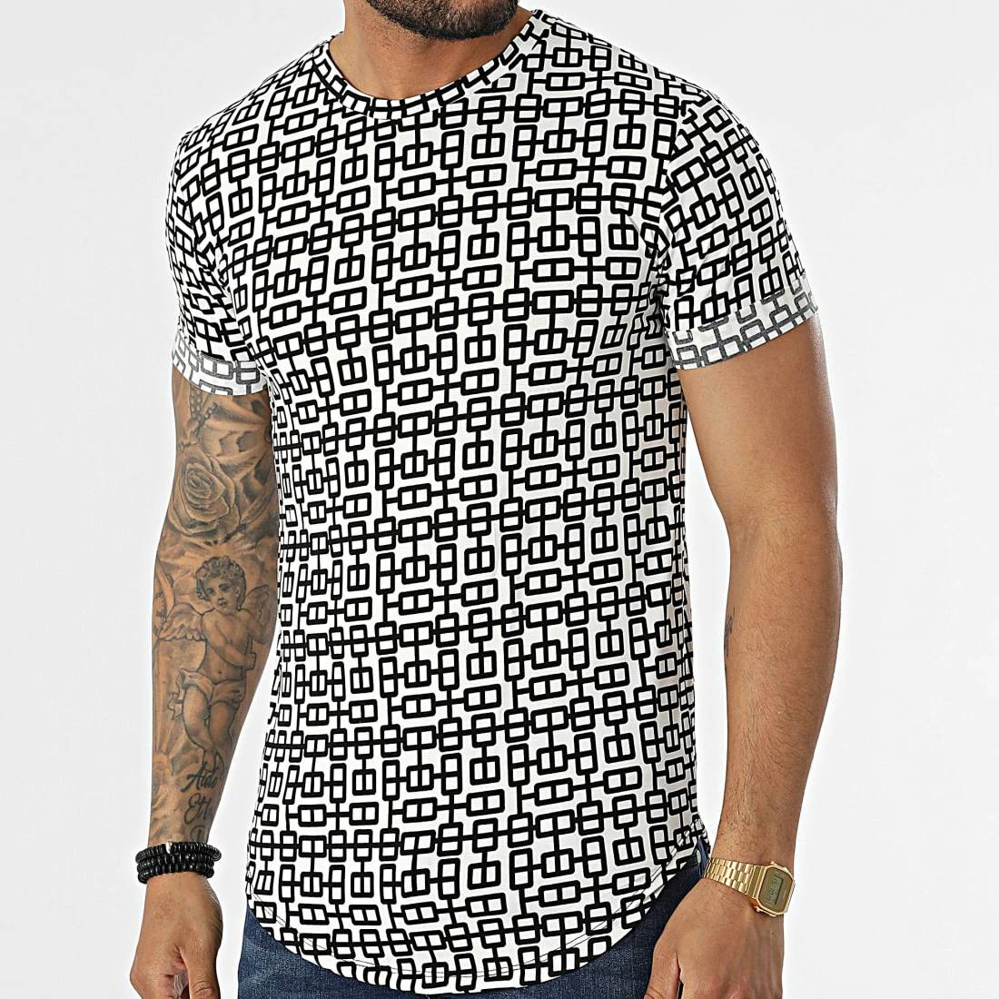 Vente flash 🥰 Tee 👕 Shirt Oversize C5804 Blanc de MTX 🔥