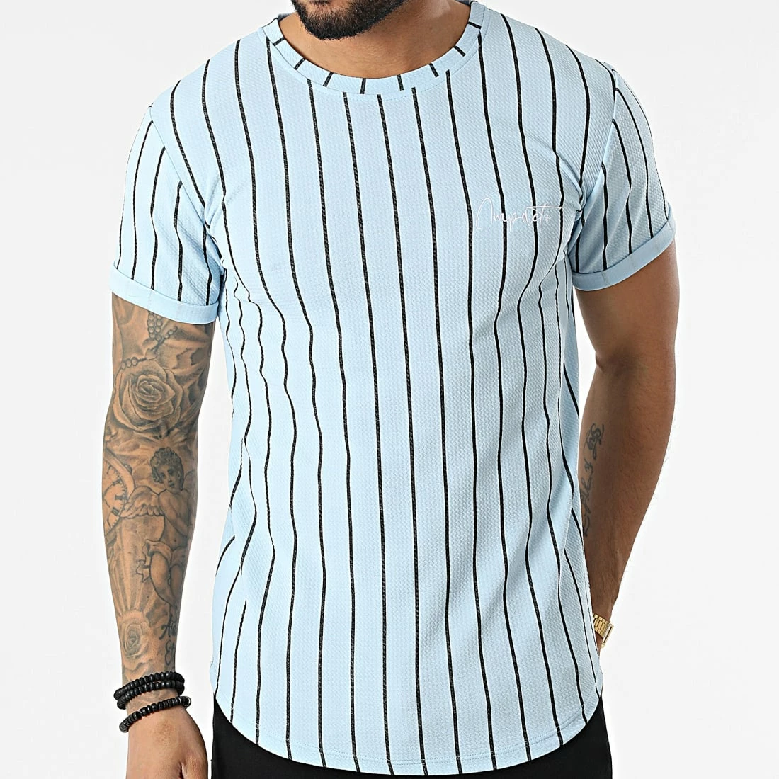 Offres ❤️ Tee 👚 Shirt Oversize 6362 Bleu Clair de MTX 🧨 – Image 3