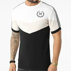 Le moins cher 🥰 Tee 👚 Shirt A Bandes C5823 Noir Blanc Beige de MTX 🔔