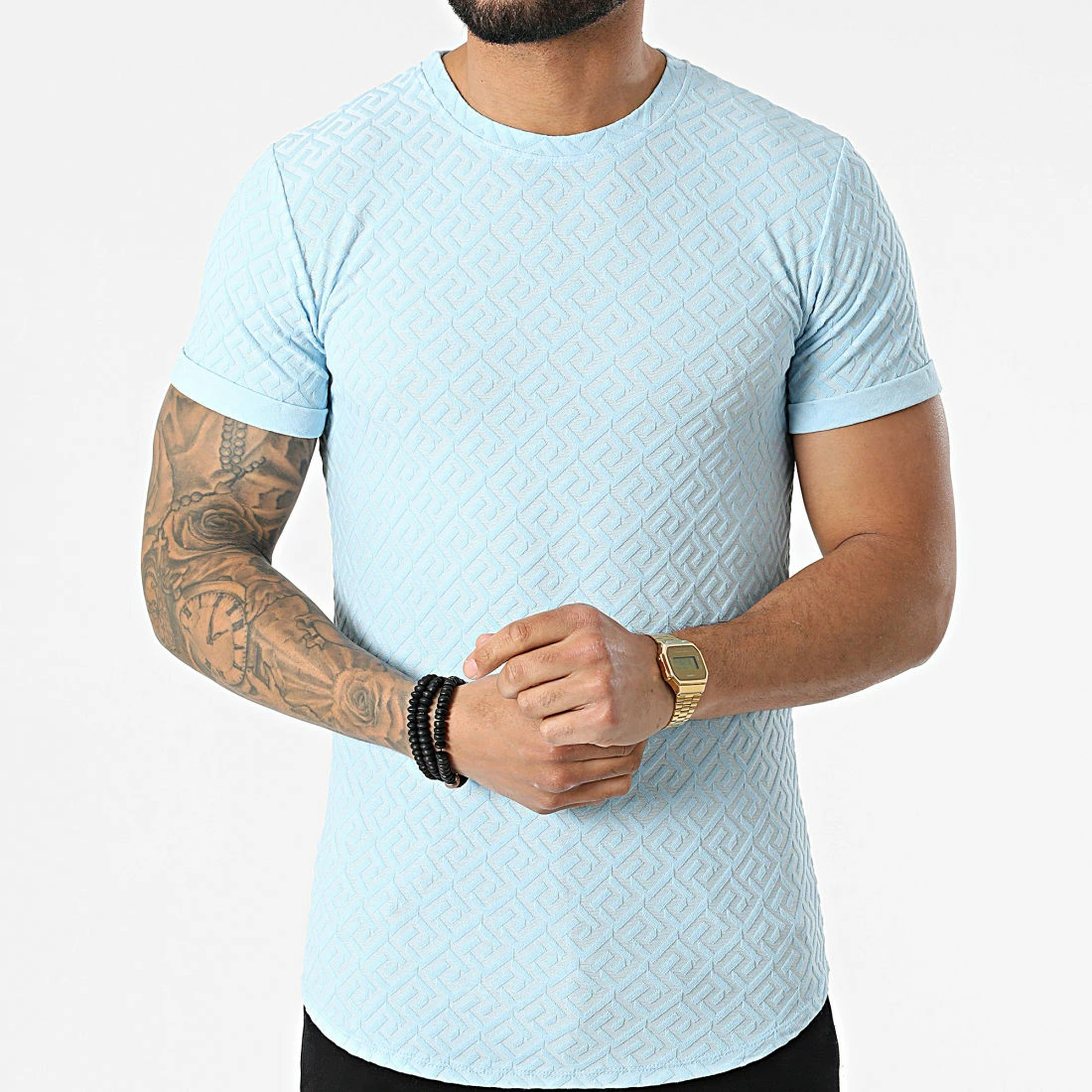 Meilleur prix 🎉 Tee 👕 Shirt Oversize 6485 Bleu Clair de MTX ✨ – Image 3