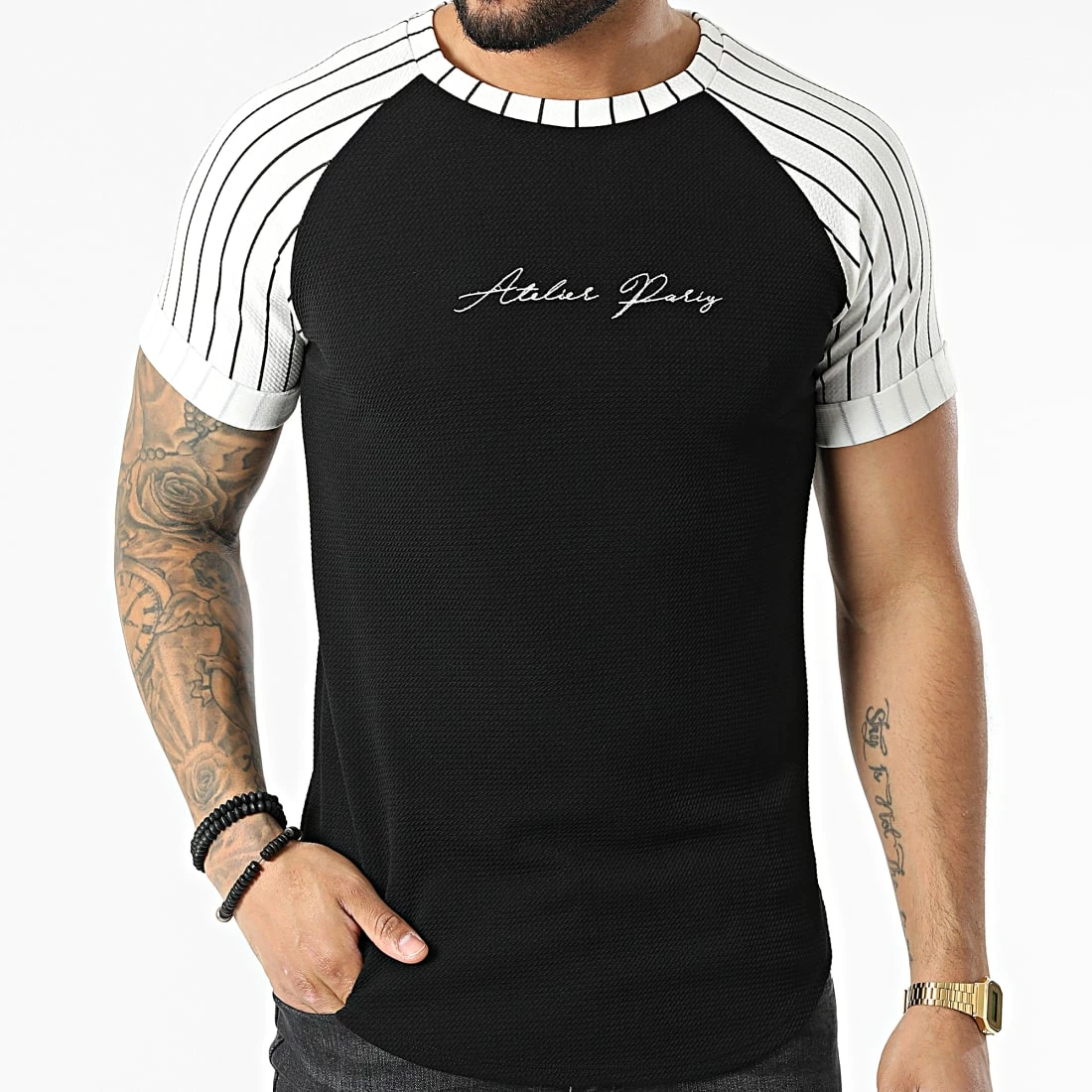 Meilleure affaire 🔔 Tee 👚 Shirt Oversize C5677 Noir Blanc de MTX ⭐ – Image 3