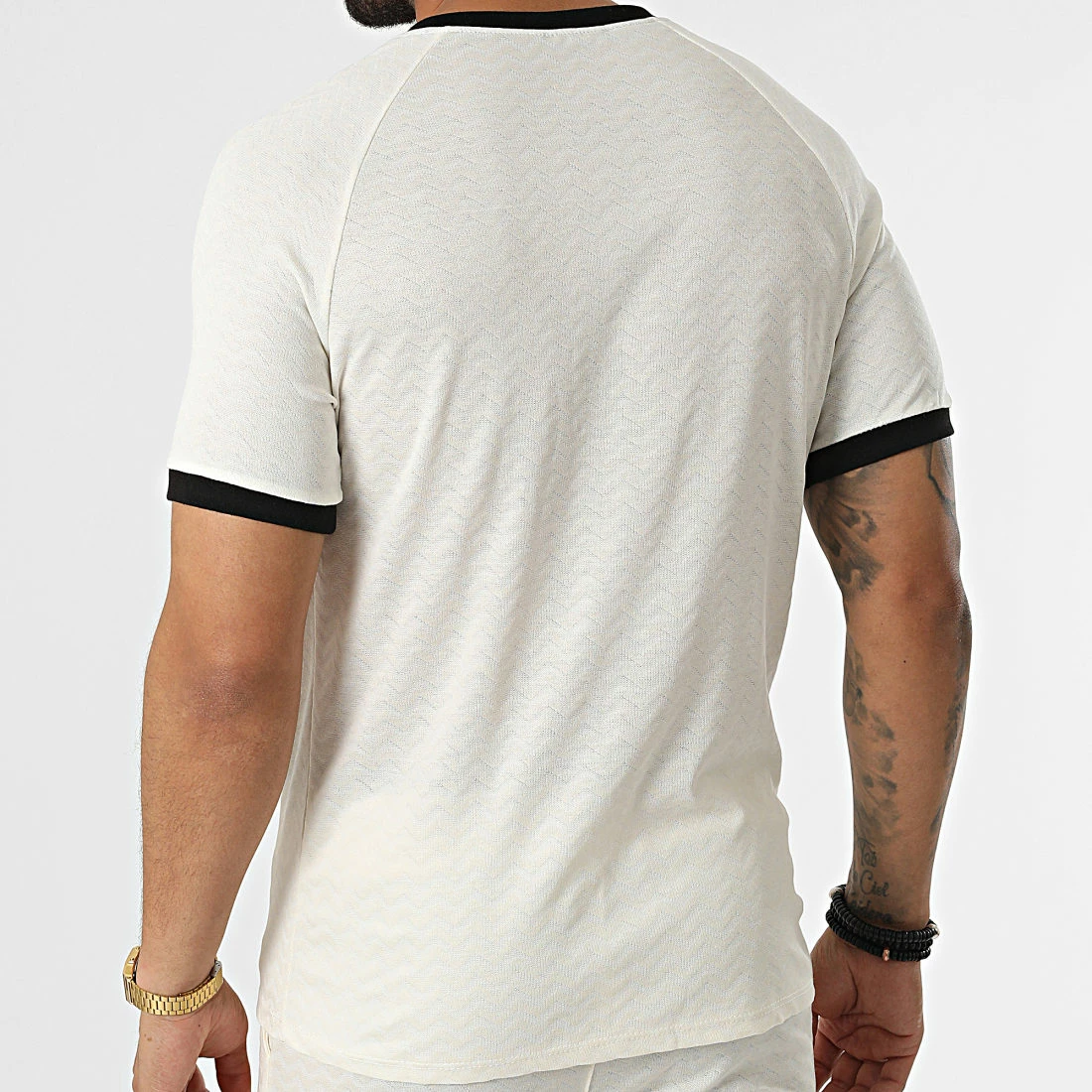 Offres 👍 Ensemble Tee 👚 Shirt Col Zippé Short Jogging C5843-C8151 Beige Clair de MTX 🤩 – Image 3