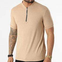 De gros 🥰 Tee 👕 Shirt Col Zippé C5760 Beige de MTX 👍