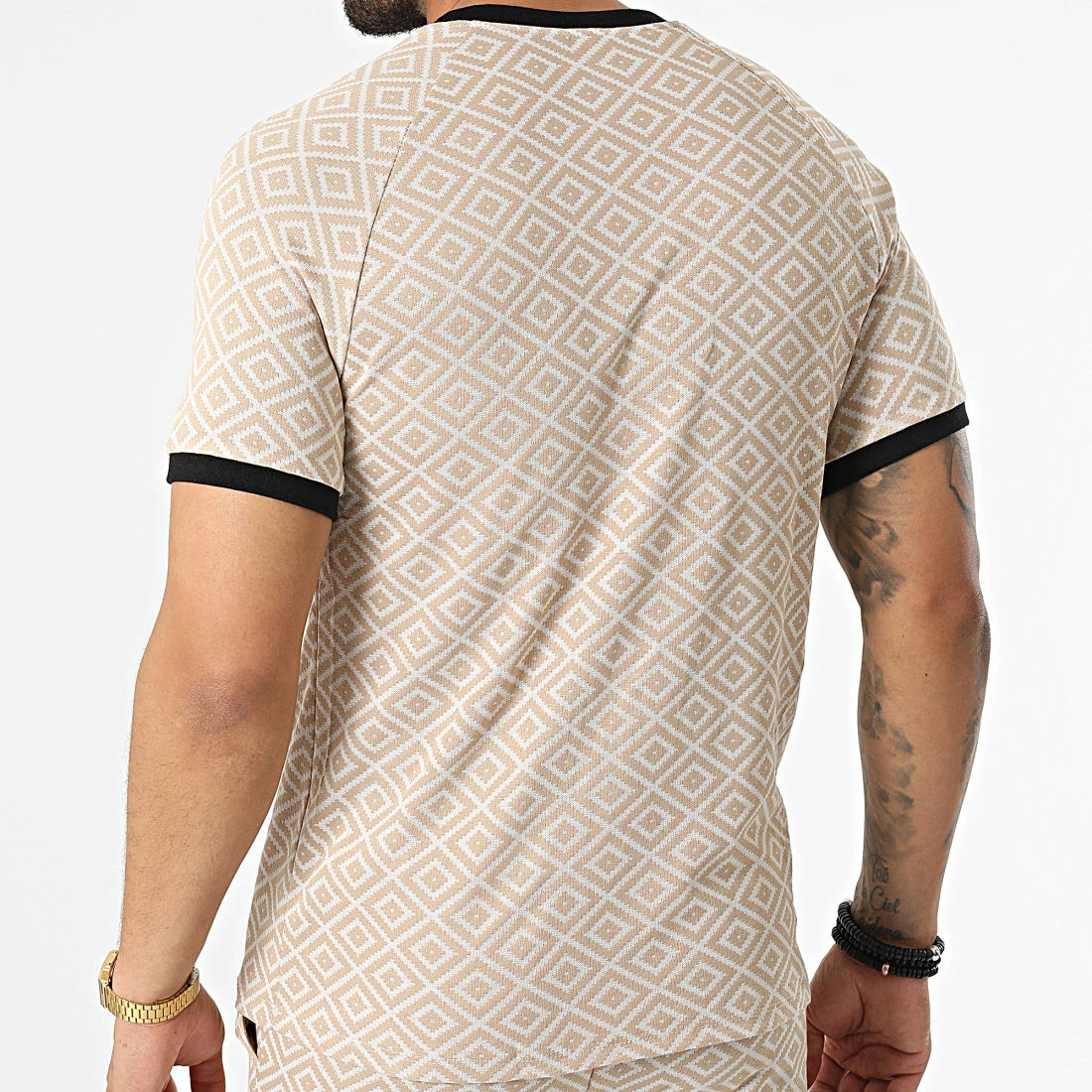 Offres ✔️ Ensemble Tee 👕 Shirt Col Zippé Short Jogging C5846-C8152 Beige de MTX 🔥 – Image 3
