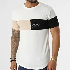 Nouveau 🛒 Tee 👚 Shirt Oversize 6356 Blanc Camel Noir de MTX 👍