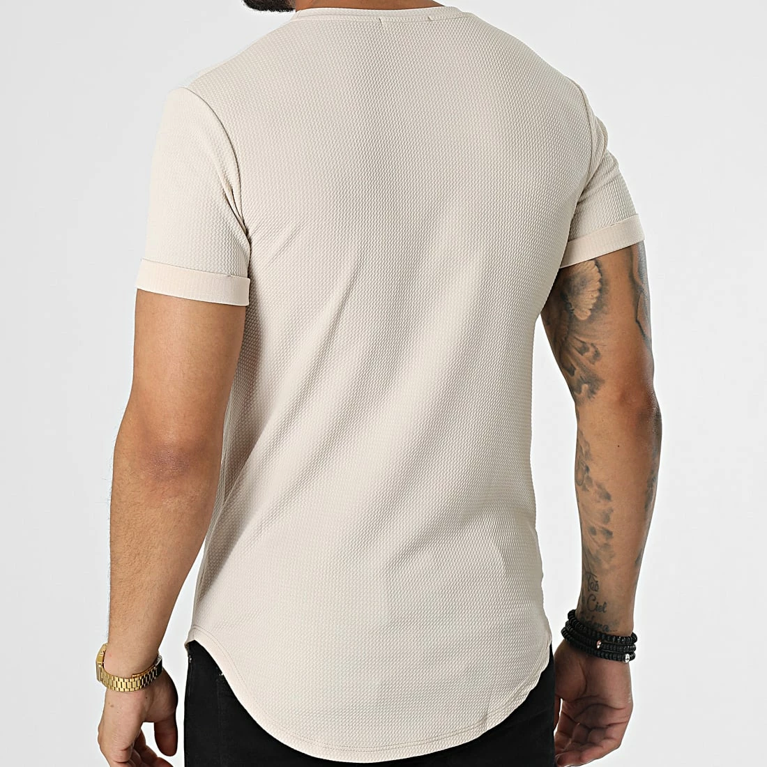 Meilleure vente 🌟 Tee 👚 Shirt Oversize C5776 Beige Noir de MTX 😀 – Image 4