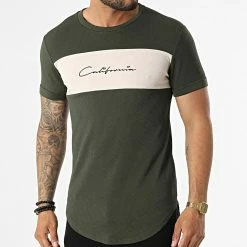 Vente flash 🤩 Tee 👚 Shirt Oversize C5776 Vert Kaki Beige de MTX 😍