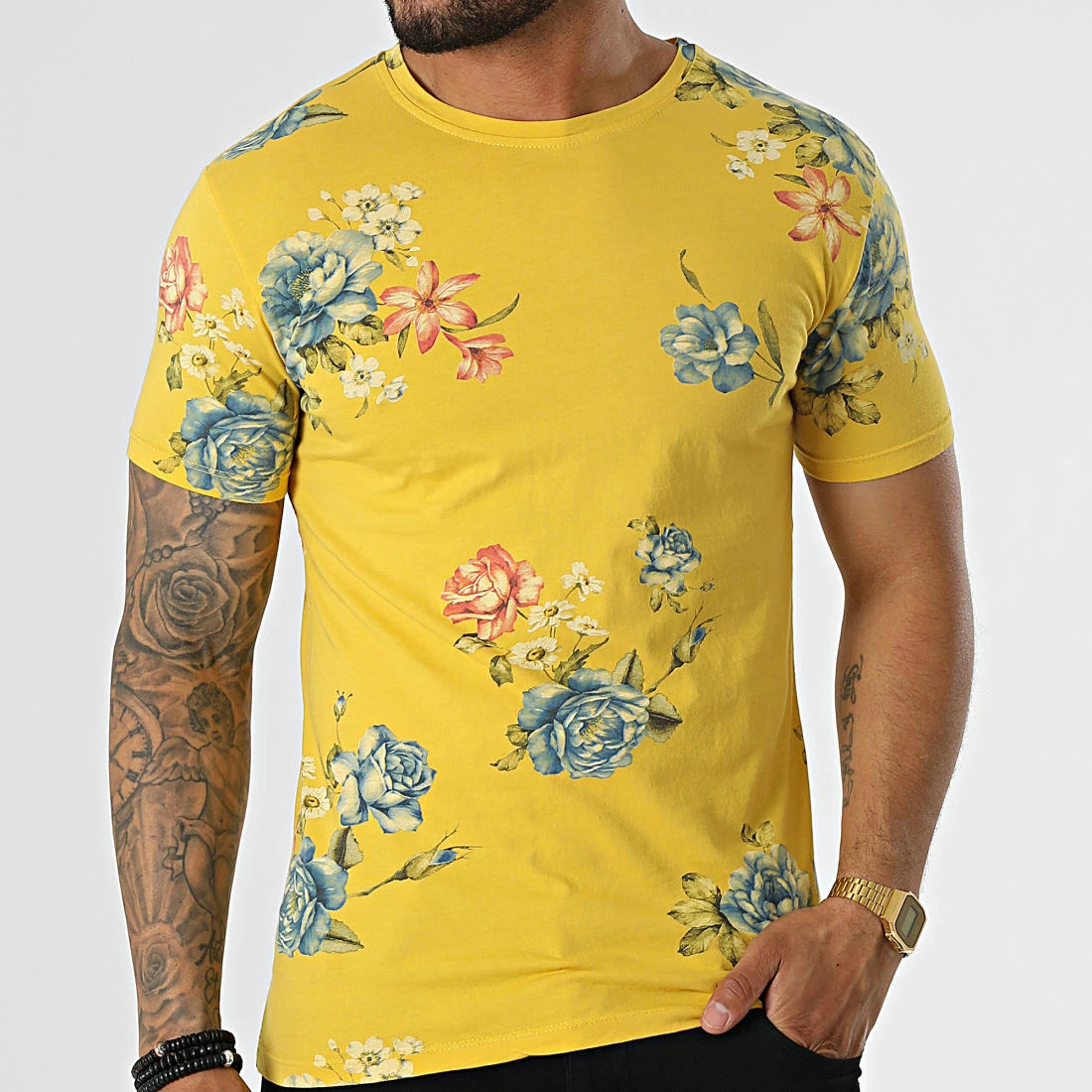 Promo 🌟 Tee 👕 Shirt TM0449 Jaune Floral de MTX 👏 – Image 3