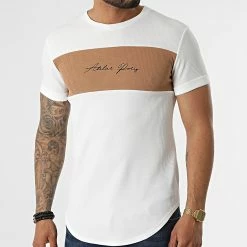 Meilleure vente 🛒 Tee 👕 Shirt Oversize C5676 Blanc Camel de MTX 🔔