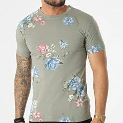 Vente flash 🎉 Tee 👕 Shirt TM0449 Vert Kaki Floral de MTX 😍