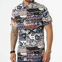 Coupon 🧨 Chemise Manches Courtes DX2615 Bleu Marine Blanc de MTX 😉