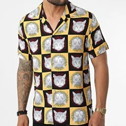 Offres 😉 Chemise Manches Courtes A Carreaux 6622 Jaune Noir de MTX 🤩