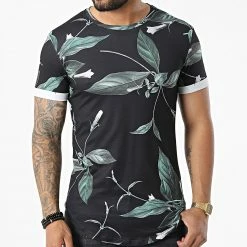 Le moins cher ⌛ Tee 👕 Shirt Oversize U9478 Noir Vert Floral de MTX 🛒