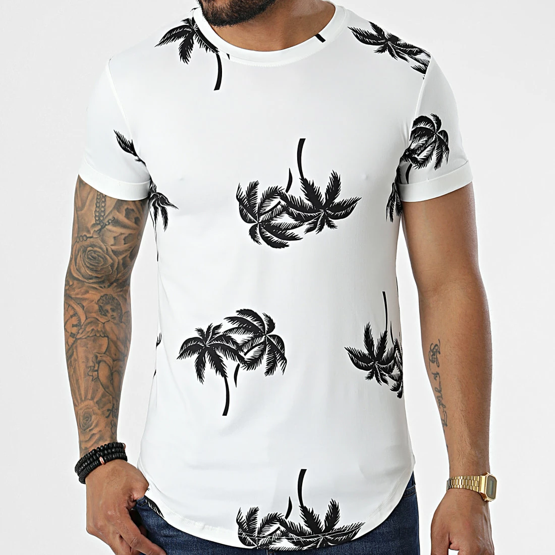 Grosses soldes ✔️ Tee 👕 Shirt Oversize U9479 Blanc Floral de MTX 🛒 – Image 3