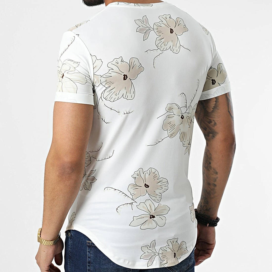 Coupon 🤩 Tee 👕 Shirt Oversize U9480 Blanc Floral de MTX 😉 – Image 4