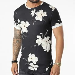 Meilleure vente ⭐ Tee 👚 Shirt Oversize U9480 Noir Floral de MTX ⭐