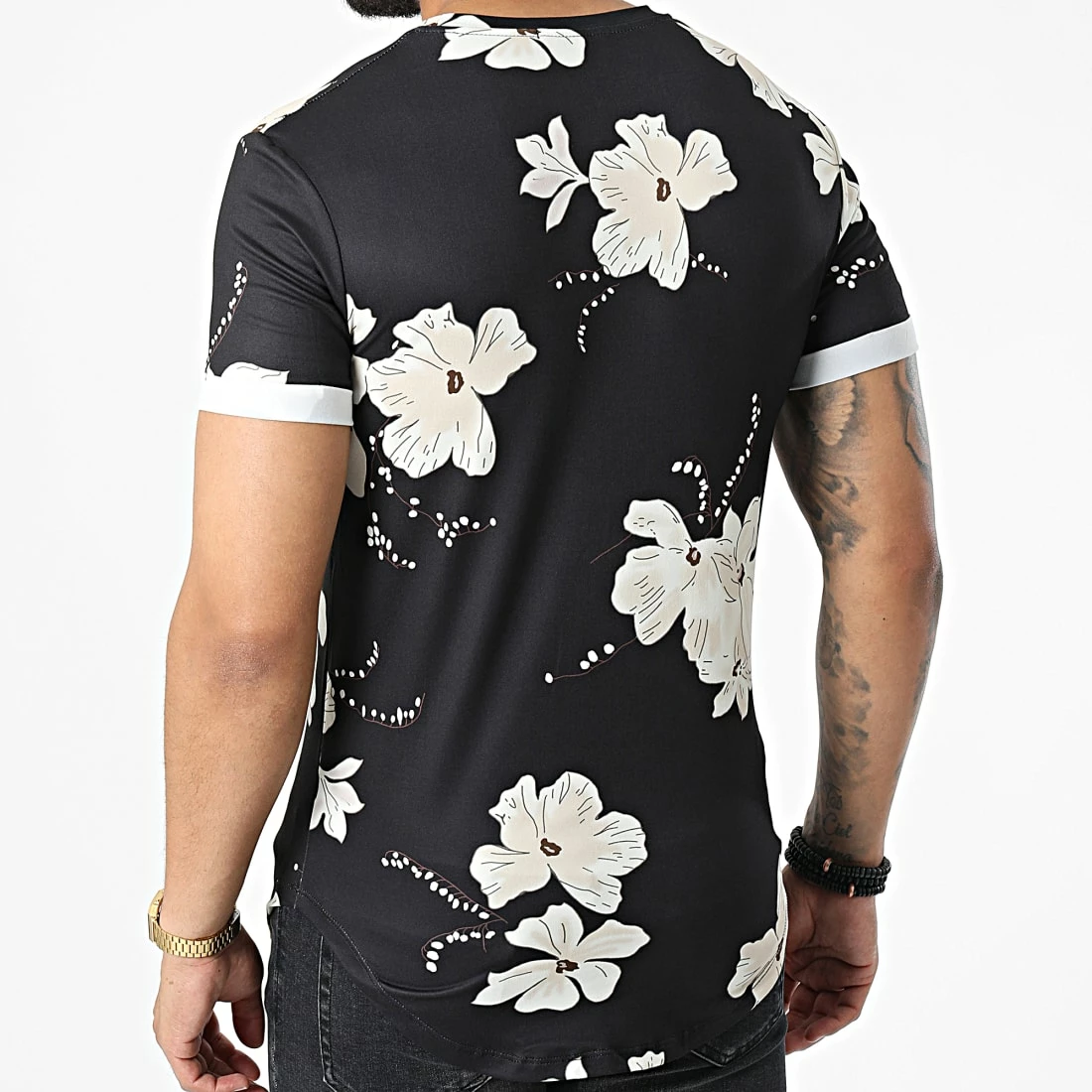 Meilleure vente ⭐ Tee 👚 Shirt Oversize U9480 Noir Floral de MTX ⭐ – Image 4