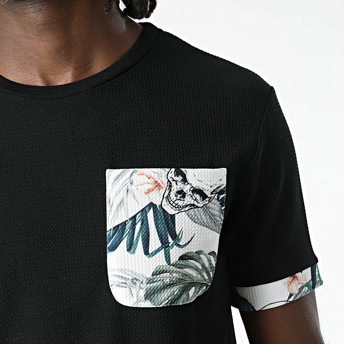 Nouveau 🎉 Tee 👕 Shirt Poche C5793 Noir Floral de MTX 🔥 – Image 2