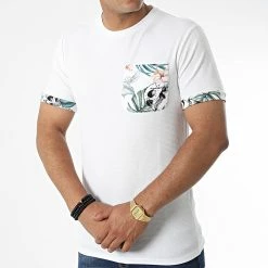 Tout neuf 💯 Tee 👕 Shirt Poche C5793 Blanc Floral de MTX 🛒