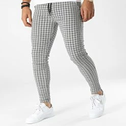 Remise ✔️ Pantalon A Carreaux K755 Noir Blanc Gris de MTX 🎉