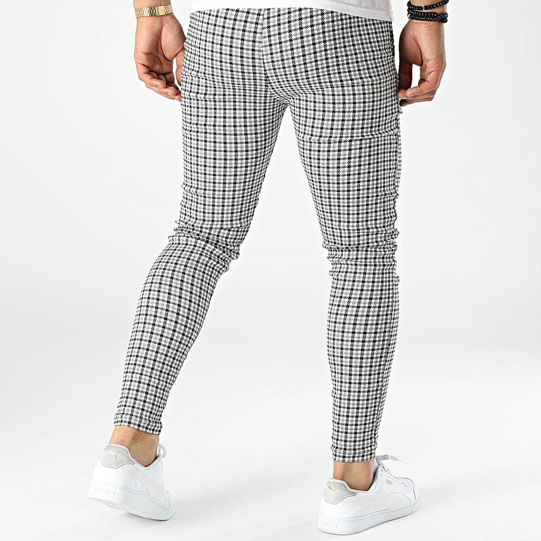 Remise ✔️ Pantalon A Carreaux K755 Noir Blanc Gris de MTX 🎉 – Image 4
