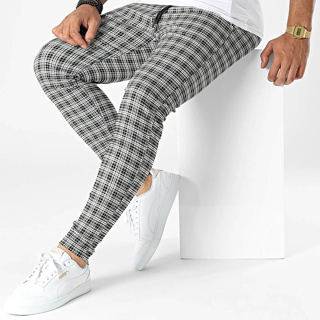Acheter 😉 Pantalon A Carreaux K755 Noir Blanc de MTX 🔥 – Image 3