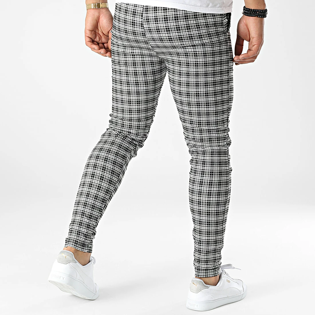 Acheter 😉 Pantalon A Carreaux K755 Noir Blanc de MTX 🔥 – Image 4