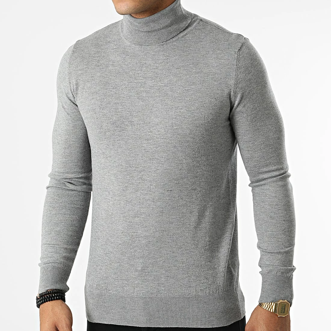 De gros ⌛ Pull Col Roulé S2002 Gris Chiné de MTX 🧨