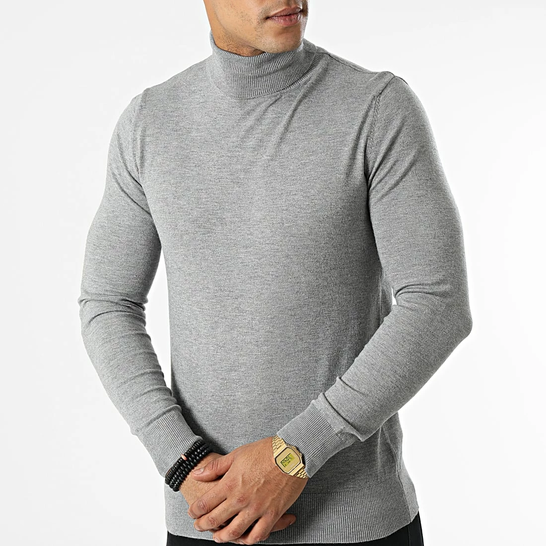 De gros ⌛ Pull Col Roulé S2002 Gris Chiné de MTX 🧨 – Image 3