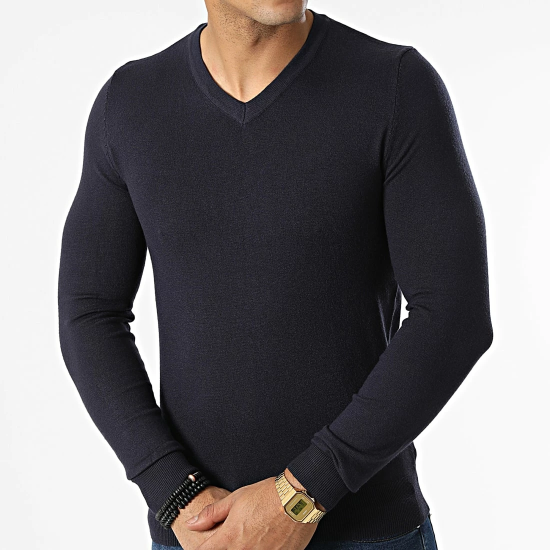 Sortie ✨ Pull Col V S2005 Bleu Marine de MTX ❤️ – Image 3