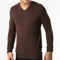 Acheter 🔥 Pull Col V S2005 Marron de MTX 🌟