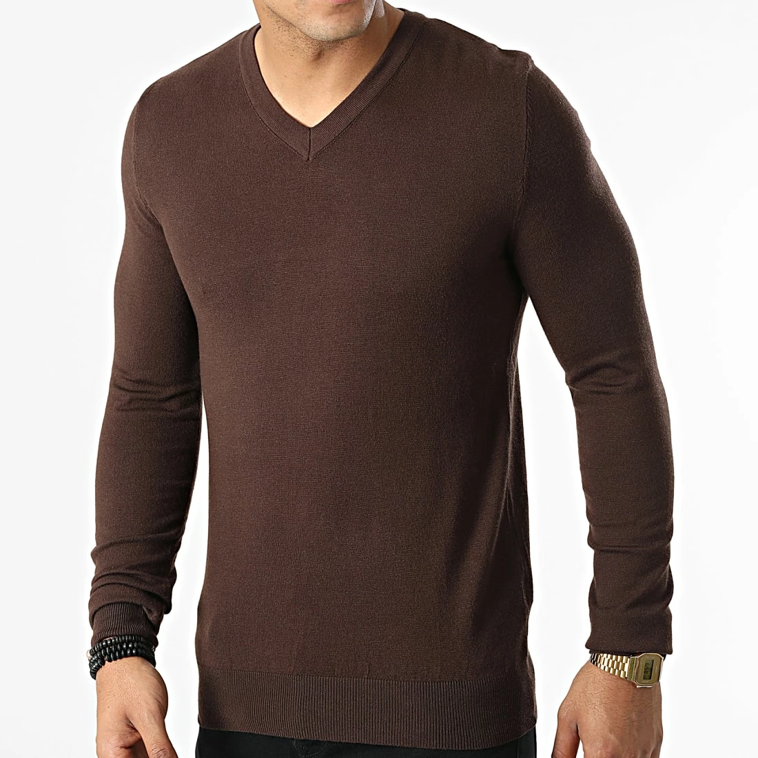Acheter 🔥 Pull Col V S2005 Marron de MTX 🌟