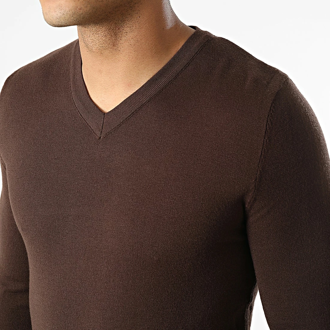 Acheter 🔥 Pull Col V S2005 Marron de MTX 🌟 – Image 2