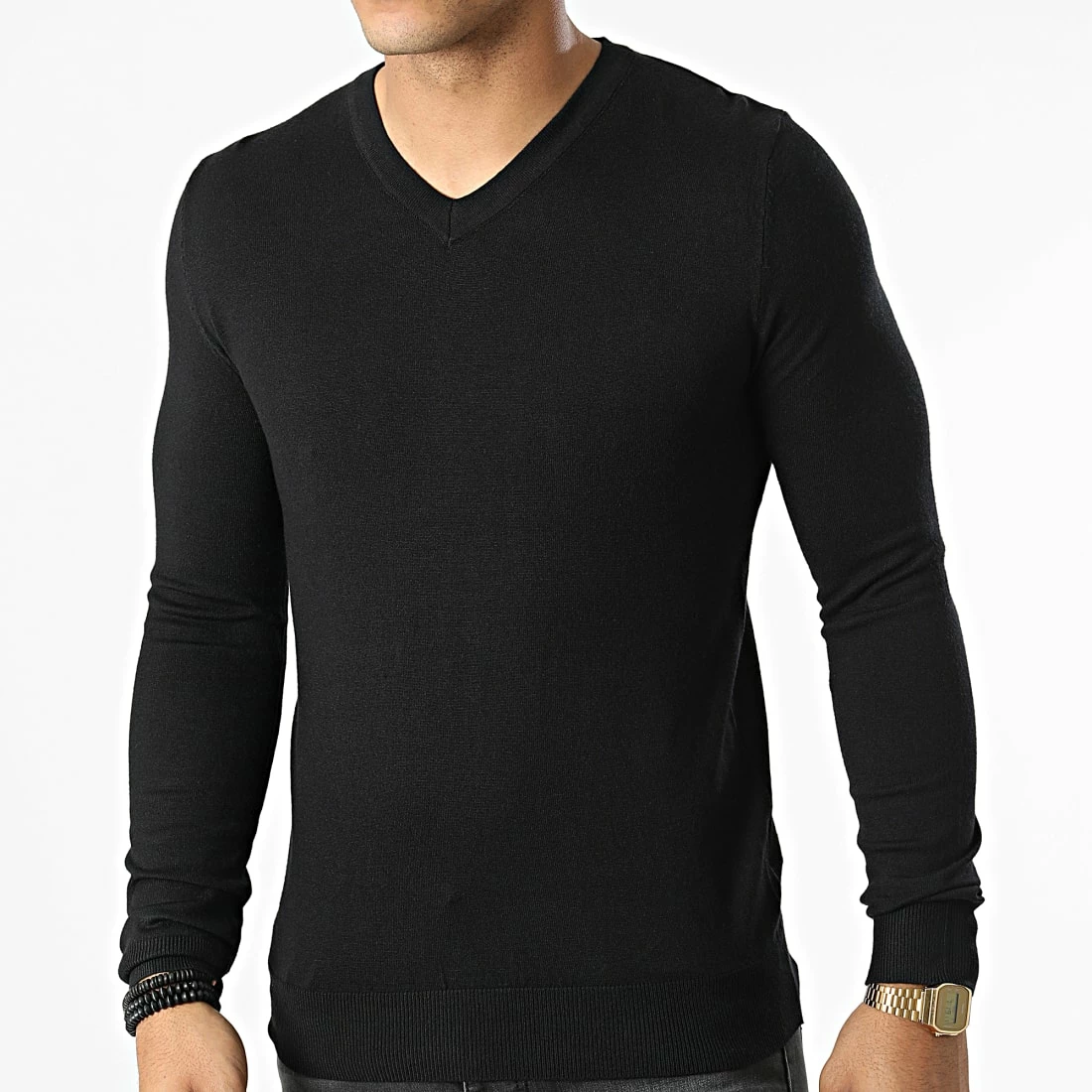 Nouveau ❤️ Pull Col V S2005 Noir de MTX 😀