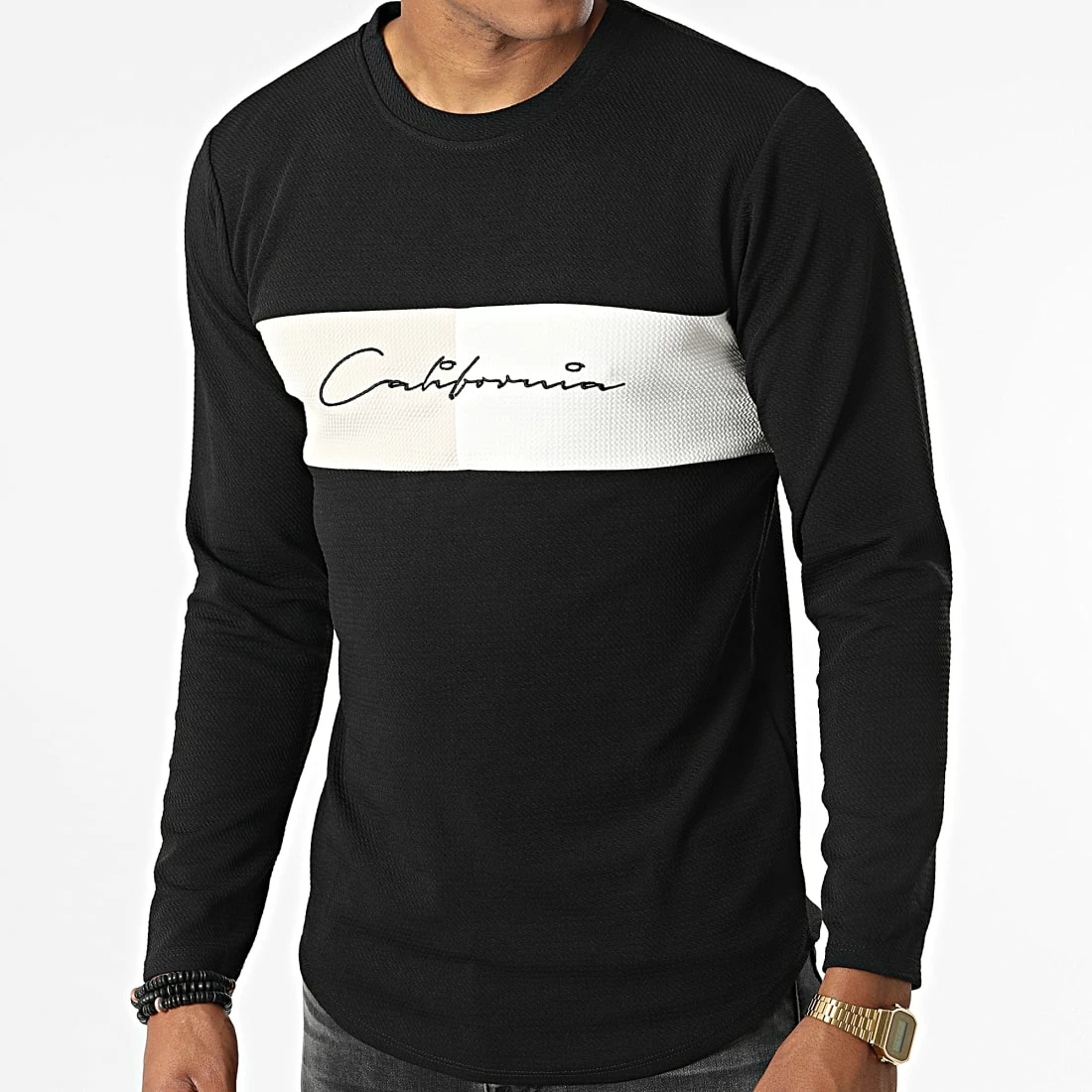 Grosses soldes 🧨 Tee 👚 Shirt Manches Longues Oversize 6576 Noir de MTX 👍