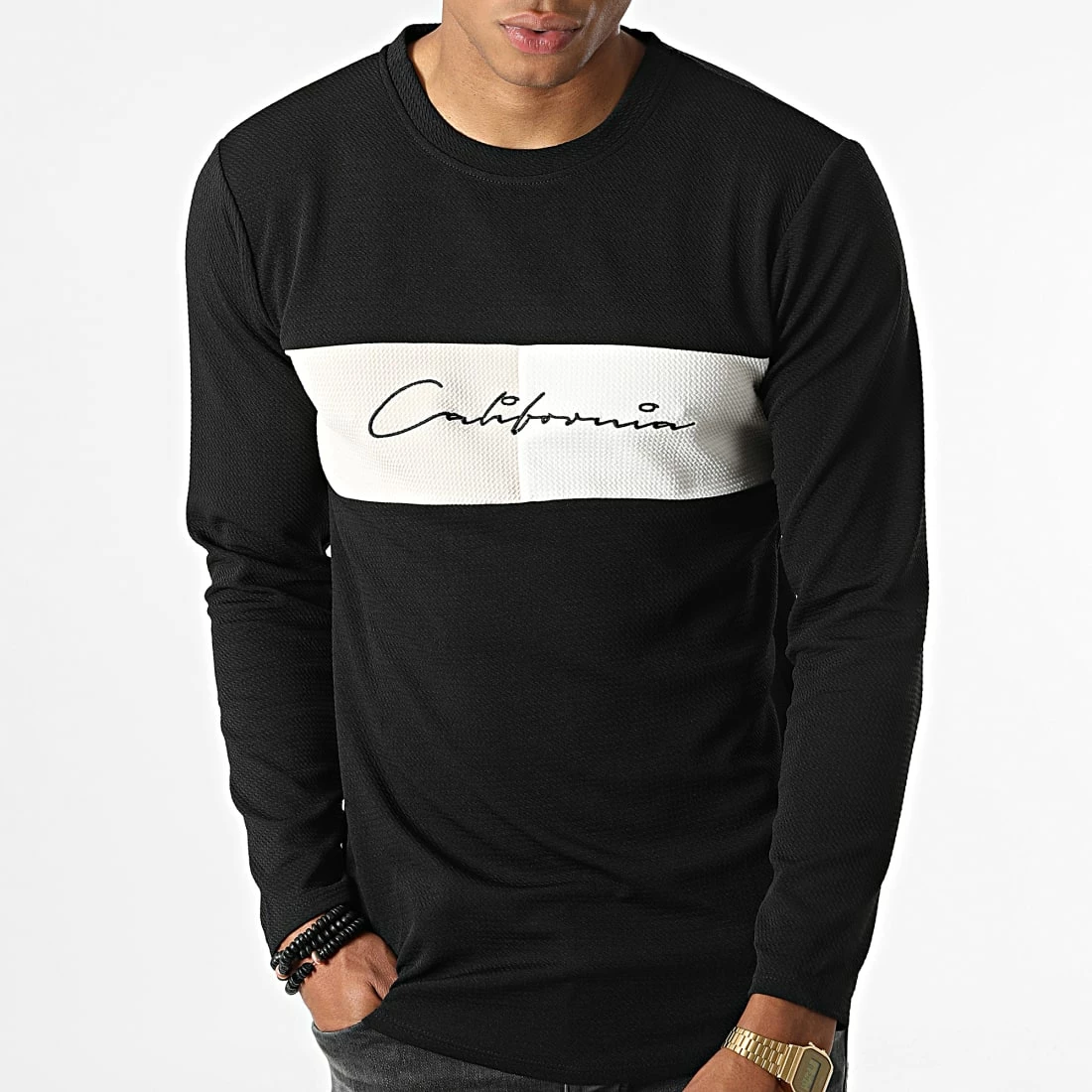 Grosses soldes 🧨 Tee 👚 Shirt Manches Longues Oversize 6576 Noir de MTX 👍 – Image 3